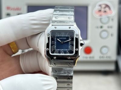 Cartier Santos Mini Size 27*34.5*7.4mm Imported Quartz Movement WG Band Ombre Blue Watch